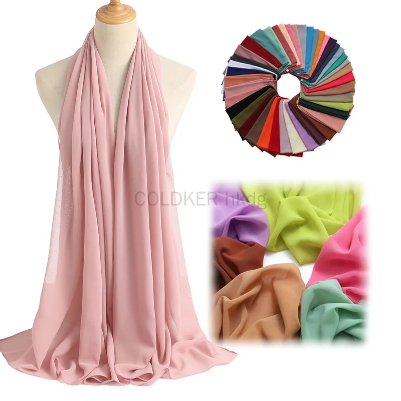 

2025 Spring Ramadan Muslim Chiffon Hijabs For Woman Plain Color Headscarf Long Shawl Scarf Women Ladies Islam Hijabs New