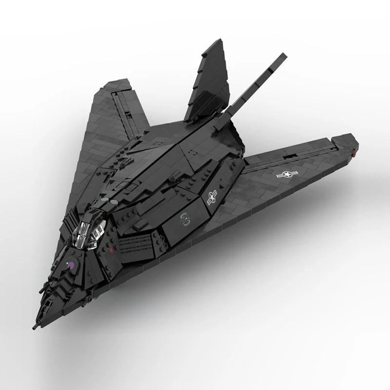 Modelo de aeronave militar moc tijolos de construção f117 nighthawk lutador tecnologia modular presentes feriado montar crianças brinquedos terno