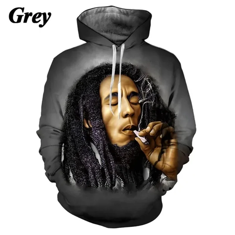 Bob Marley Raggie Hoodie For Men 3D Printed Rock Hip Hop Sweatshirt Tops Wailing Wailers Band Fashion Pullovers Streetwear