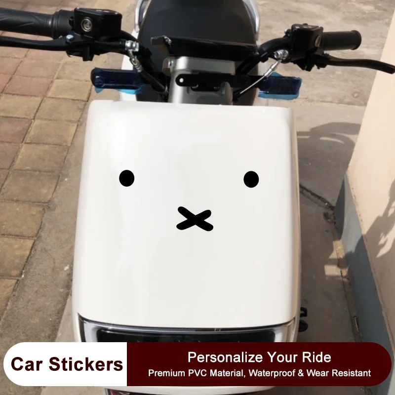 Autocollant de voiture personnalisé en PVC imperméable avec expression mignonne pour vitre triangulaire de voiture, décoration de moto