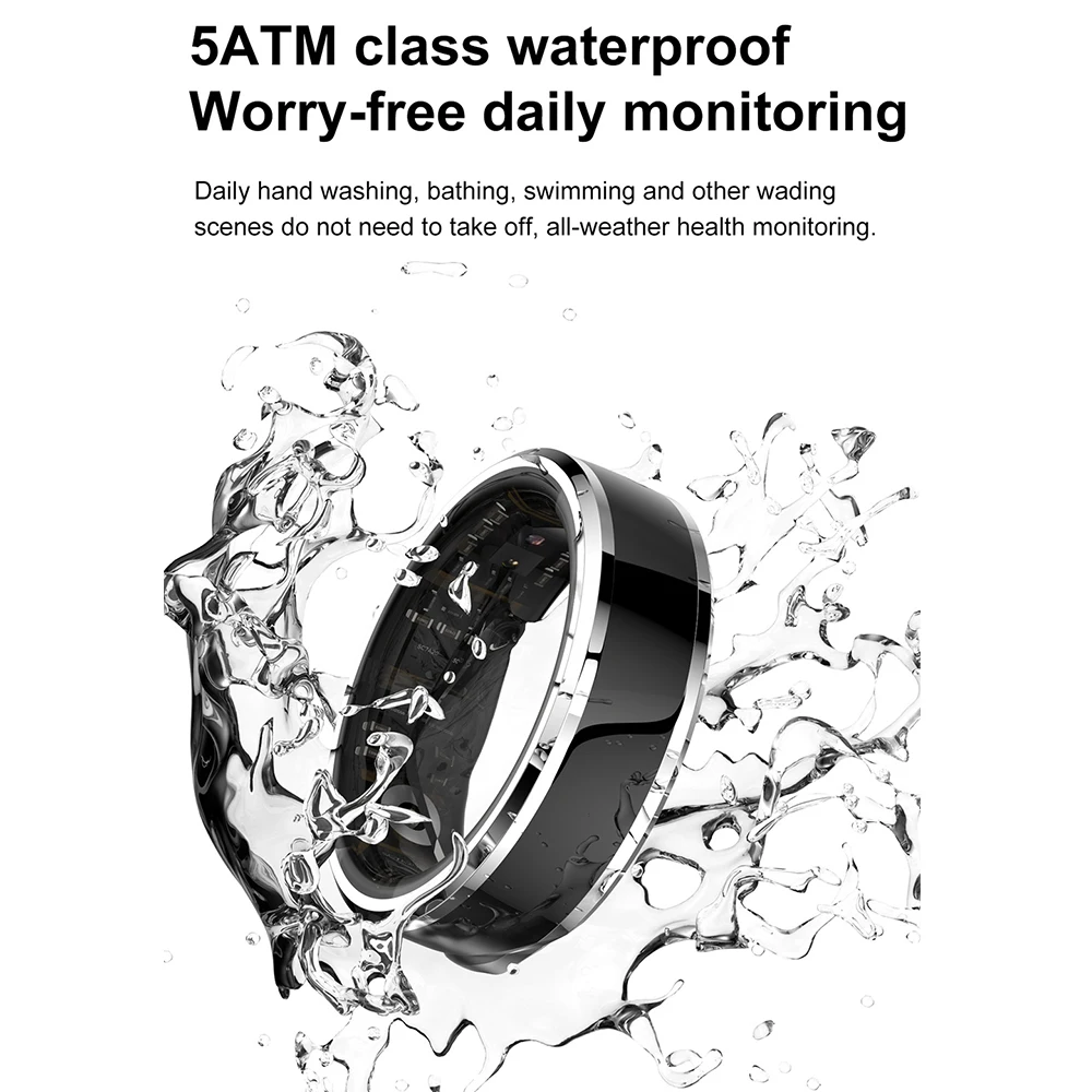 Smart Sensor Ring 316Steel Multifunction Adult Intelligent Heart Rate Sleep Monitor Rings 5ATM Waterproof Health Care Sport Ring