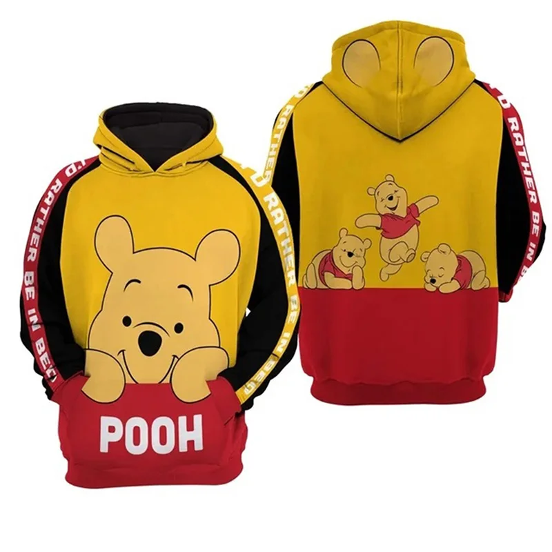 Yellow Pooh Winnie The Pooh Disney Cartoon Graphic Outfits Clothing Men Women Kids 3D All Over Print Zipper Hoodie