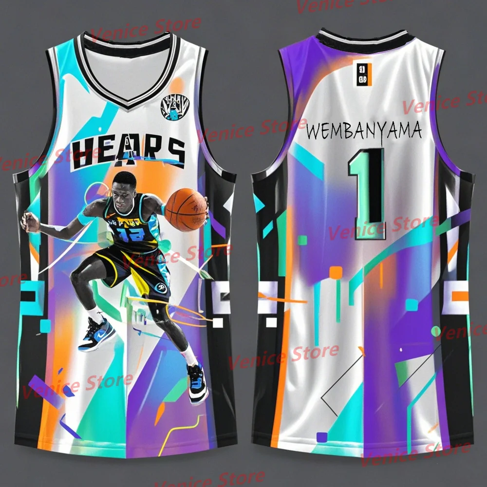 2024-25 American 3D Printed T-Shirt Chat-GPT Spurs AI Design Basketball New Kit Adults Jersey WEMBANYAMA San Antonio KIDs