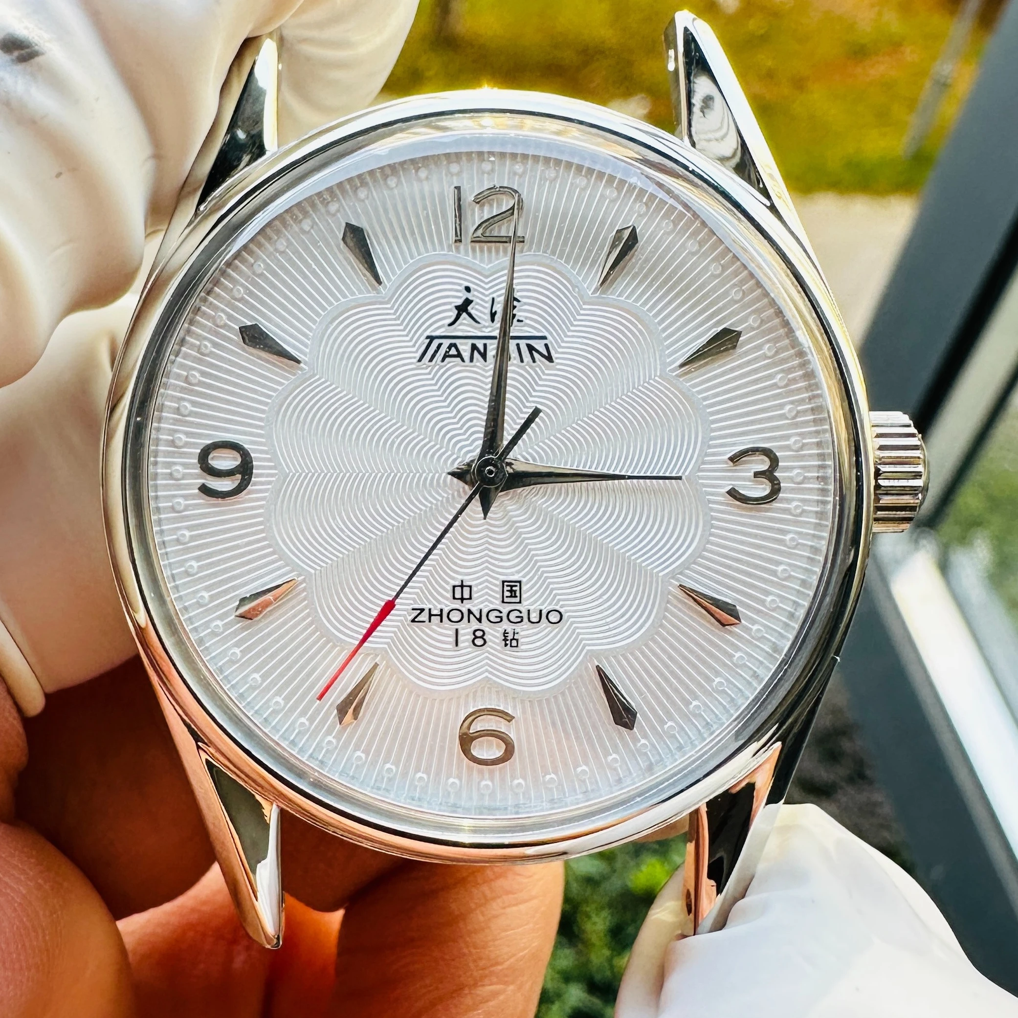 Tianjin Mechanical Watch Men's Manual Winding Watch shanbghai 8120 Movement 38MM Stainless Steel Waterproof