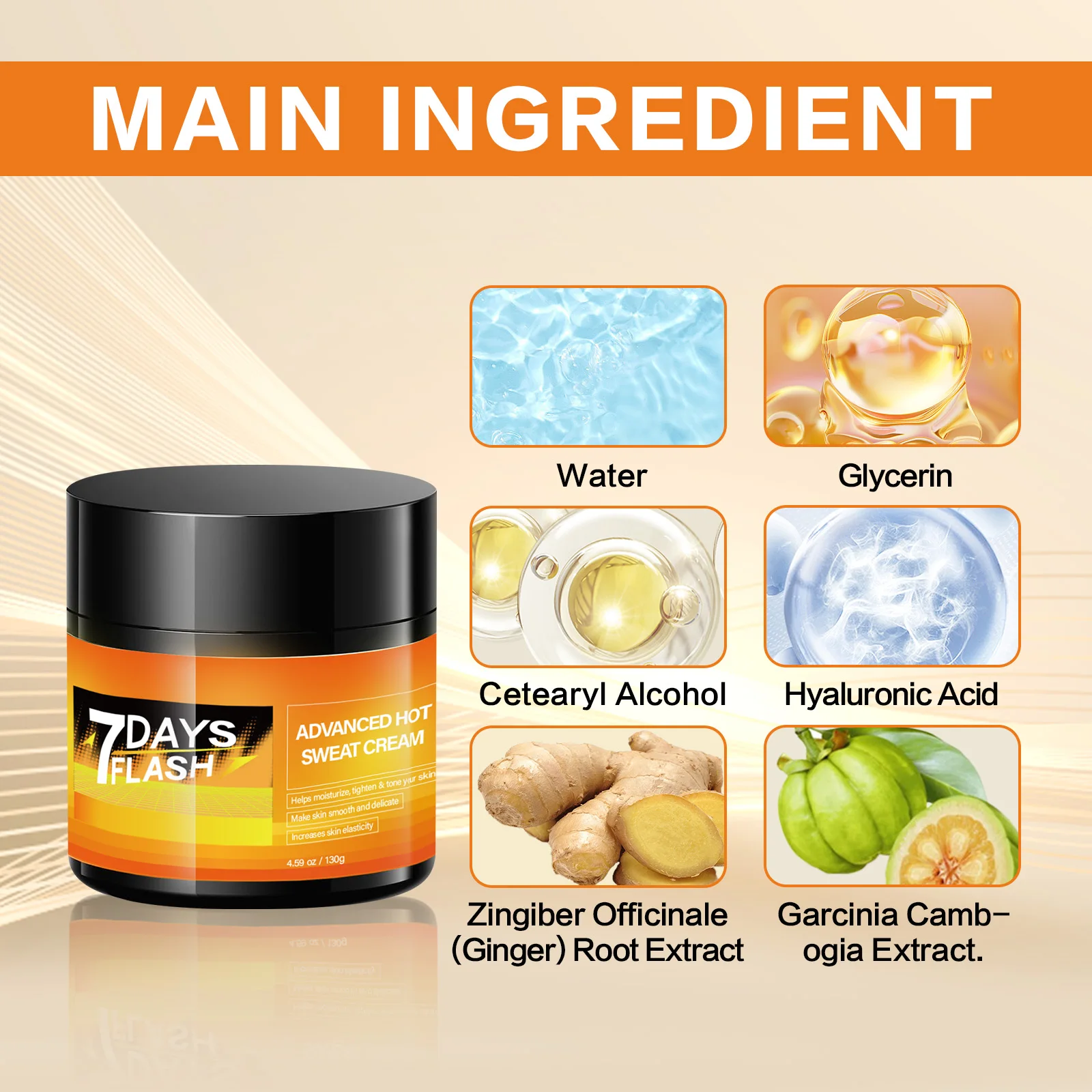 Ginger Firming Cream 130g Body Tightening Treatment for Legs and Skin Hydrating Elasticity Booster Reduces Fine Lines