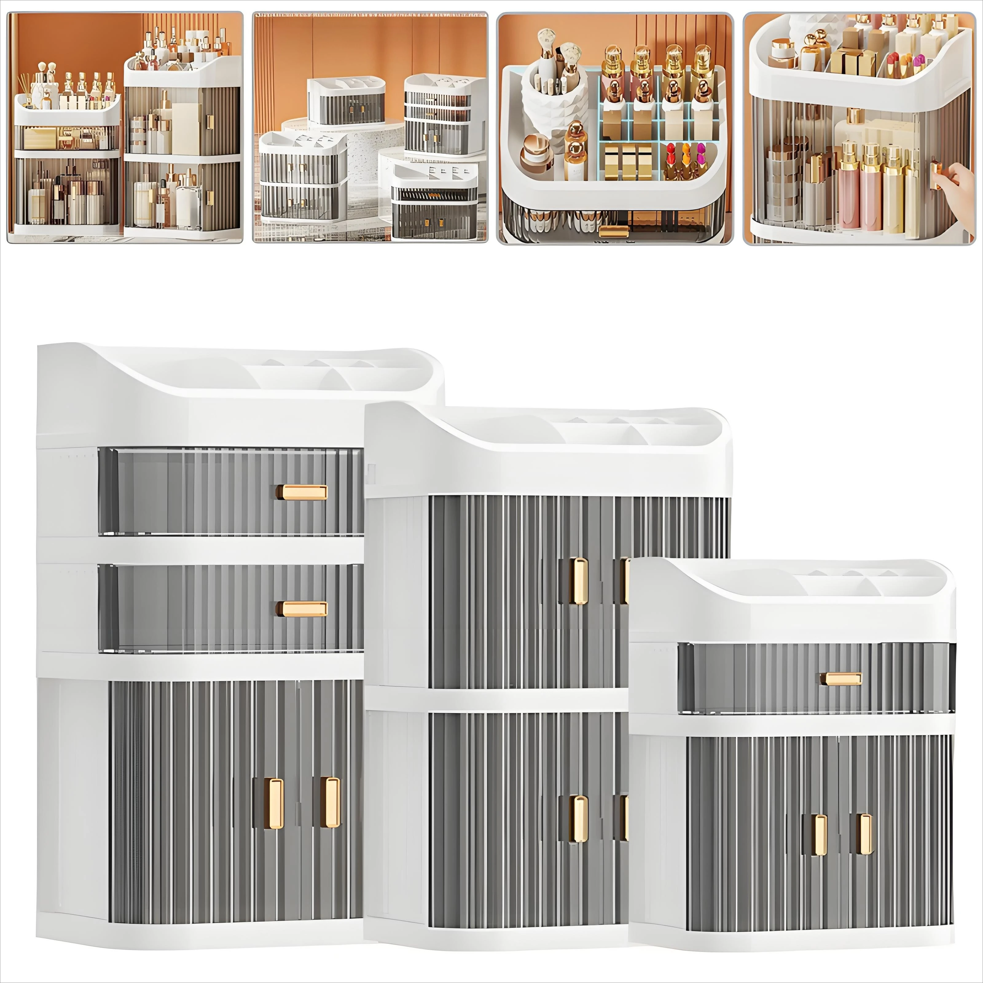 

Advanced Multi-layer Large-capacity Cosmetic Storage Box Sliding Door Drawer Type Office Station Storage Organize Box Косметичка