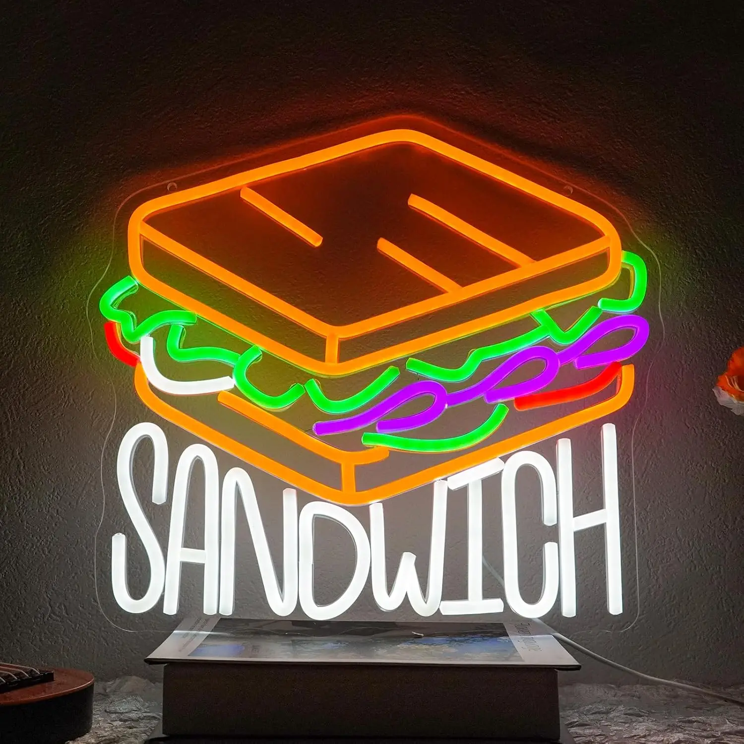 

Sandwich Neon Wall Sign Dimmable Neon Lights Sign for Caffee Shop Restaurant Kitchen Decor Aesthetics Draw Celebratory Gifts