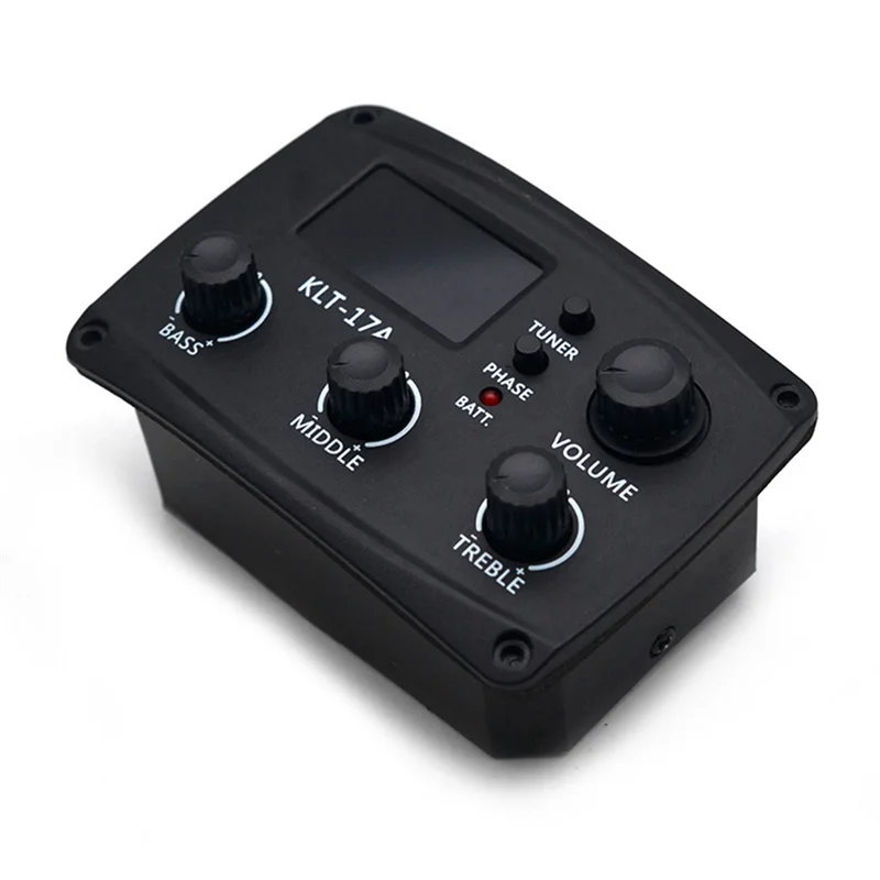 KLT-17A Acoustic Guitar EQ Preamp,with Digital Procedding Tuner 3 Band EQ Equalizer with Tuner Guitar Pickup