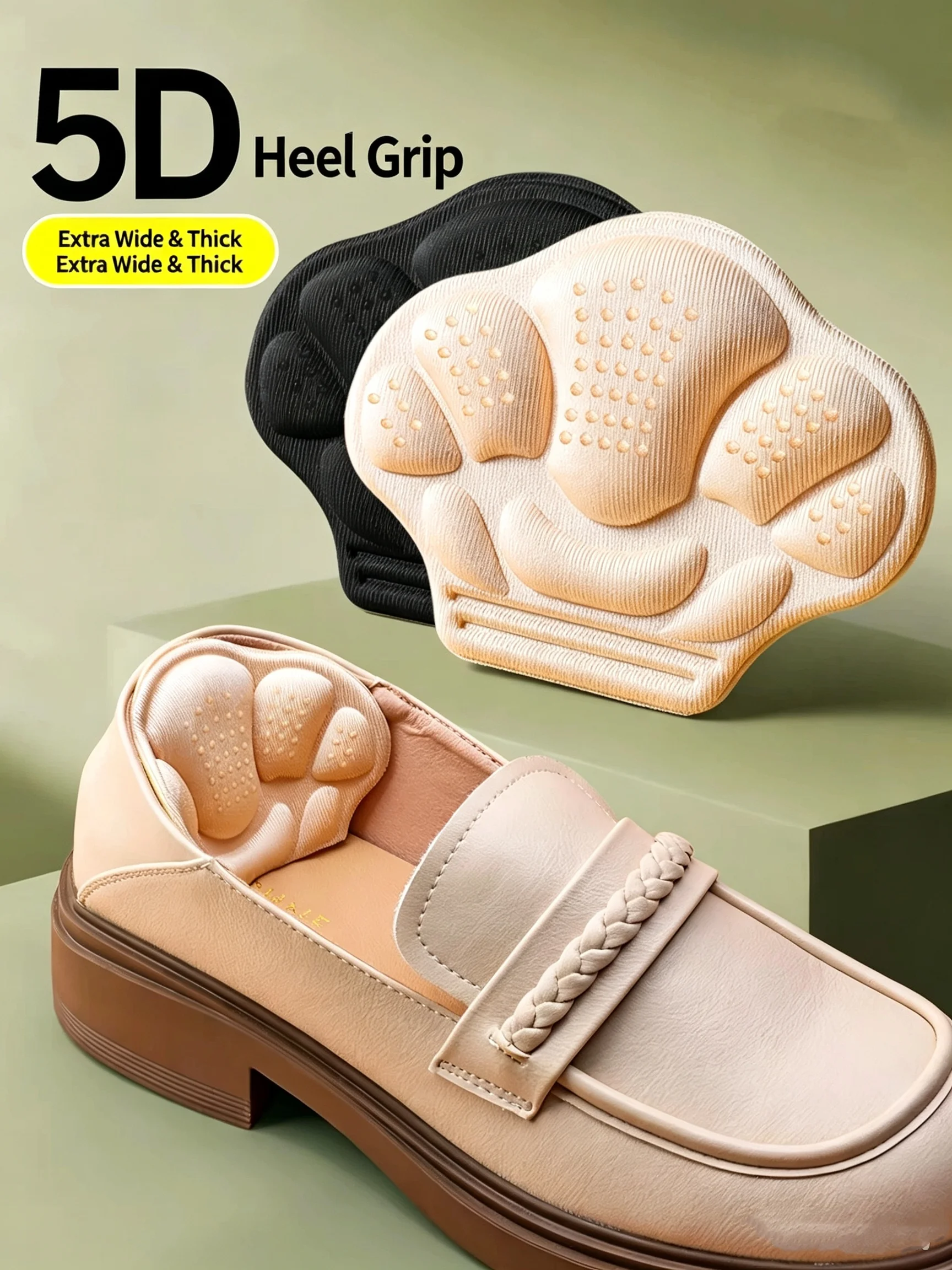 Sneaker Size Reducer Heel Grip Pads, Anti-Slip Anti-Chafing Heel Liners, Half Size Insoles for Shoe Size Adjustment