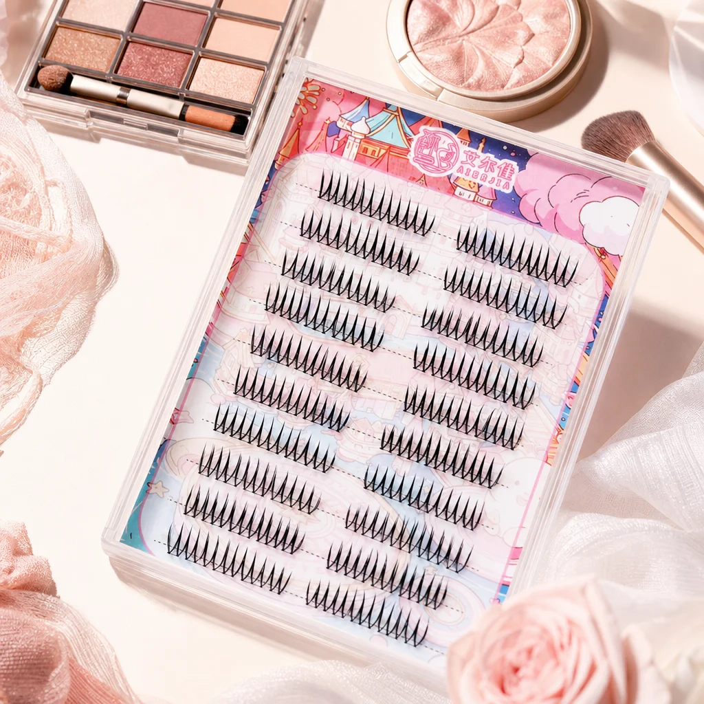 10 Rows Korean U-shaped Wispy False Eyelashes Girls Group Lashes Cluster For Beginners Daily Makeup C Curl Volume Natural Lash