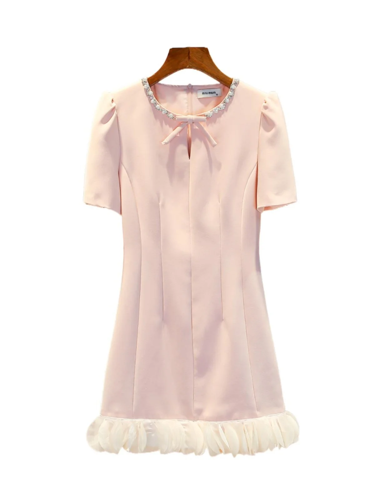 

Miumem Spring 2025 High Waist A-Line Dr Gentle Wind Knot Diamond Embellied ort Dr Polyester Fiber