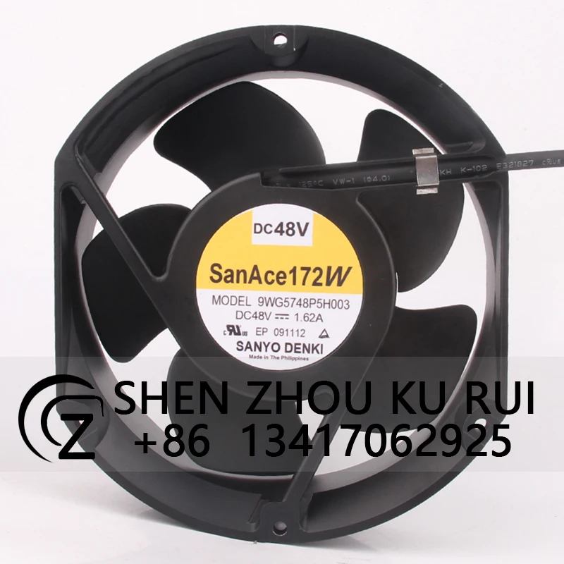 9WG5748P5H003 Case Fan for SANYO 172*172*51MM 48V 1.62A 17CM Waterproof Server Inverter Cooling Fan