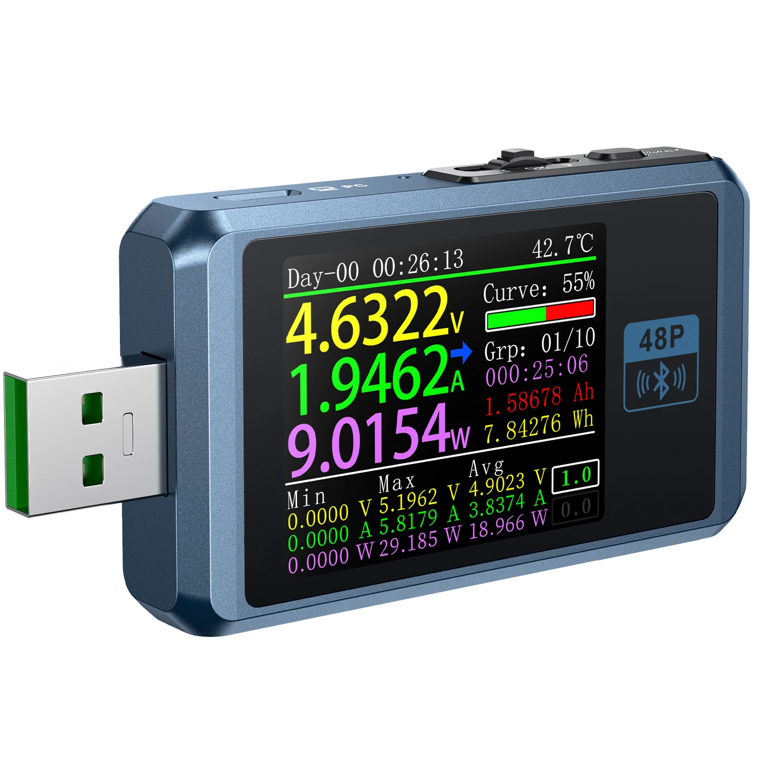 Fnirsi Usb Tester Voltímetro e Amperímetro tipo c Detecção de Carga Rápida Trigger Capacidade Ripple Measurement com Cnc Metal Shell Fnb48p