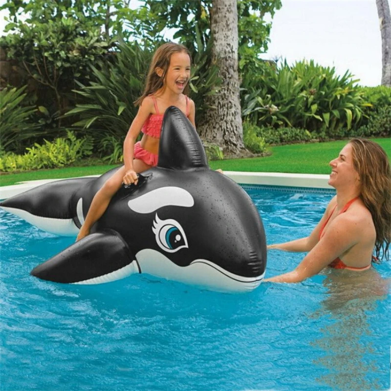 Inflatable Pool Ride-on Whale Ride Inflatable Swimming Pool Floats Summer Beach Swimming Toys for Kids Pool Lounge Raft