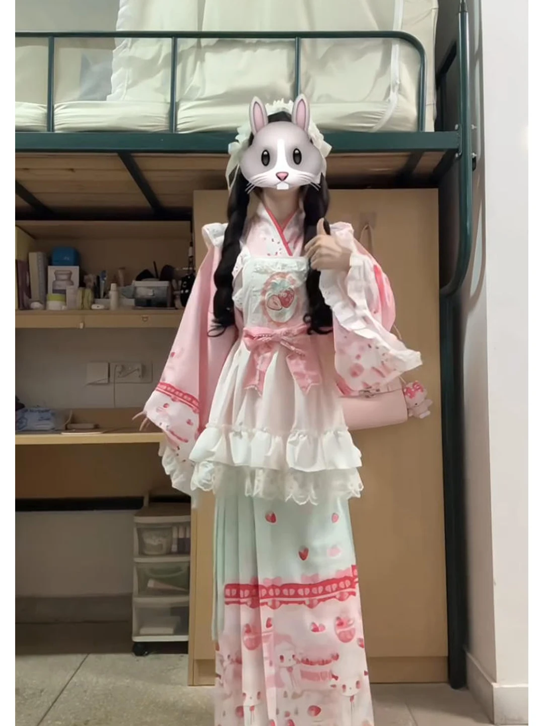 Cute Pink Little Lamb Hanbok Women's Style Lolita Skirt Traditional Chinese Costume Set Autumn Season Ming Dynasty Style