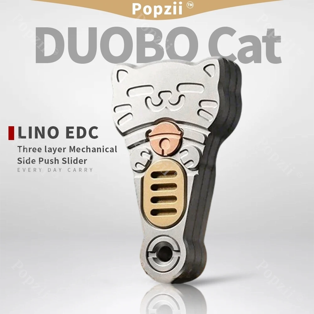 

LINO EDC DUOBO Cat Three layer Mechanical Push Slider Fidgeting toys Office Stress Relief Gadgets Cool Gadget Anxiety Toys