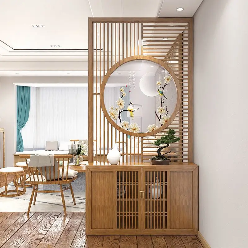 New Chinese style solid wood screen storage shoe cabinet simple modern shielding rack household