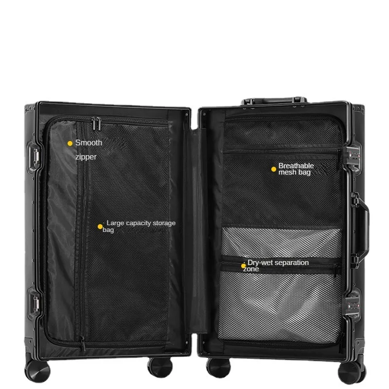 Famous All-Aluminum Travel Suitcases Magnesium Alloy Luggage Universal Wheel Trolley Case 20-Inch Boarding Bag Travel Metal Box