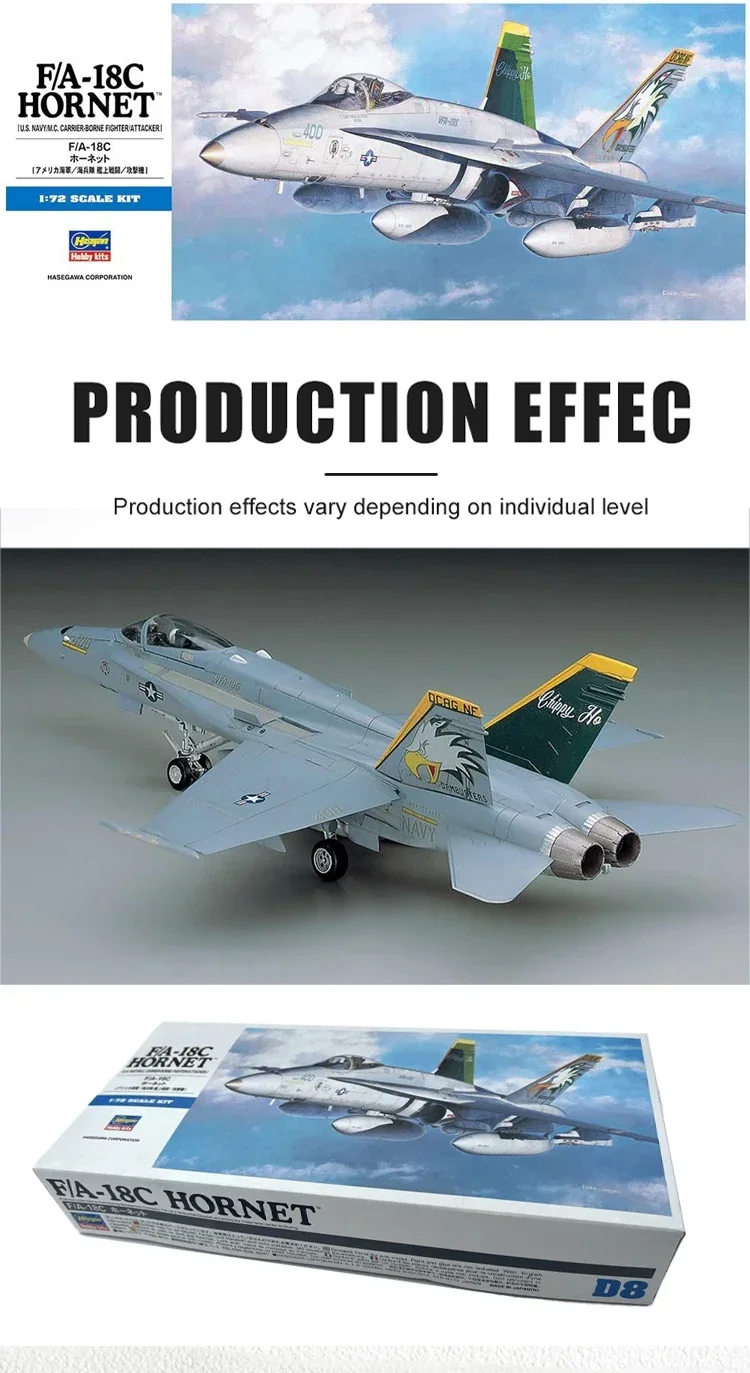 Hasegawa พลาสติกประกอบชุด 00438 US Navy F/A-18C Hornet Fighter Attacker 1/72