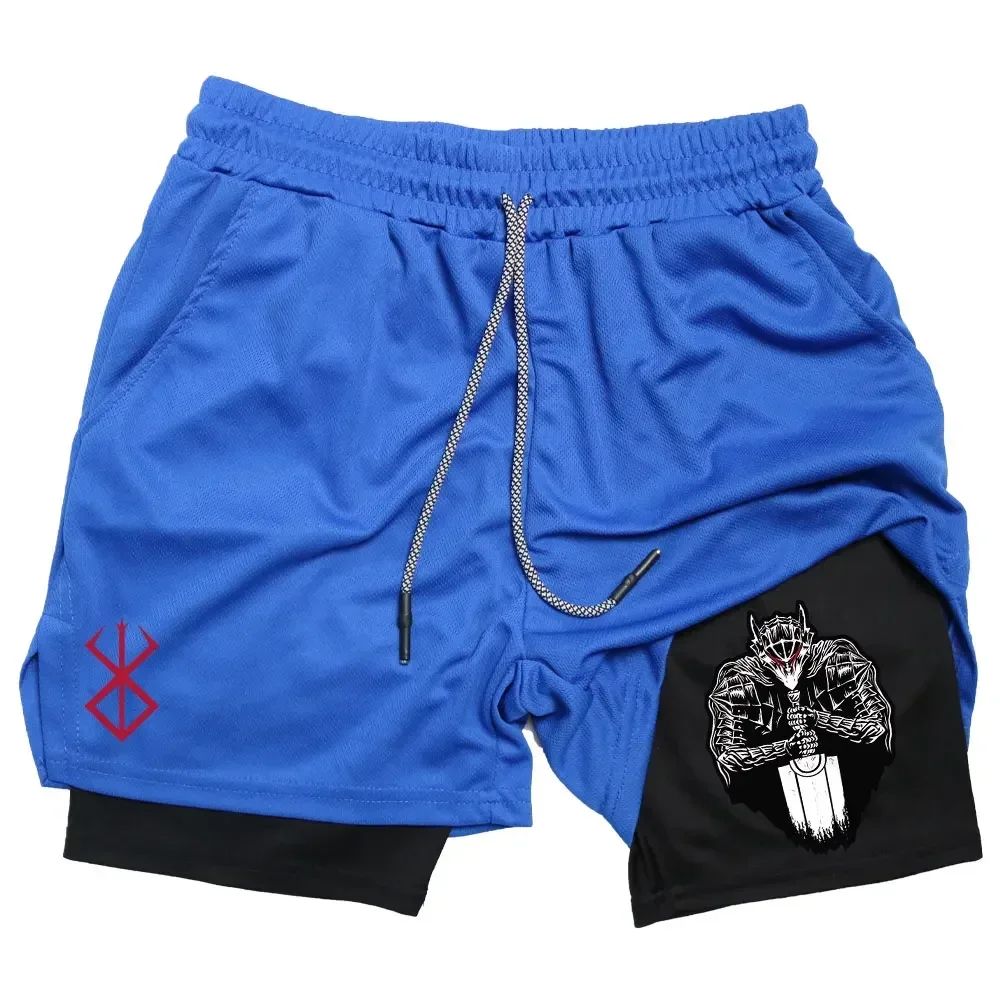 

New men's fitness training shorts, outdoor jogging shorts, breathable, quick drying, and fake two-piece sports shorts in one