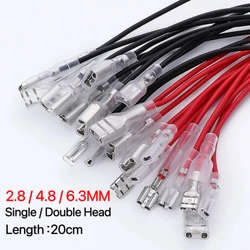 10pcs 2.8mm/4.8mm/6.3mm 2.8/4.8/6.3 Female Spade Crimp Terminal Connector with Wire Red Black for Rocker Switch 20CM