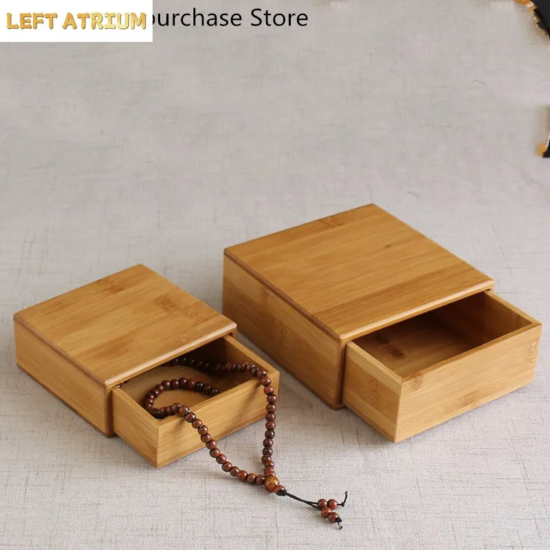 Bamboo and Wood Jewelry Box Small Simple Bamboo Bracelets Beads Storage Box Magnet Switch Chinese Beautiful Gift Boxes