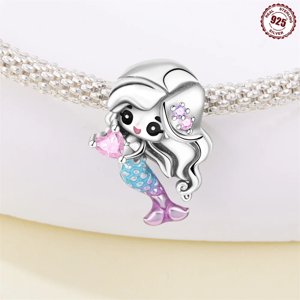 Little Mermaid Beads Charm Fit Silver Plated Original Bracelet for Jewelry Making