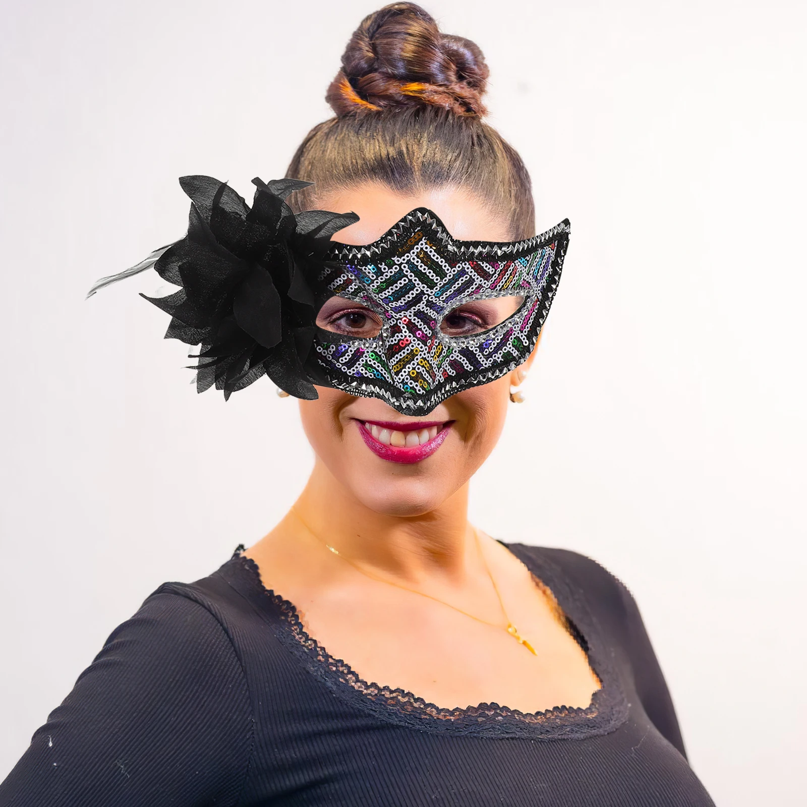 

2pcs Masquerade For Women Half Face Sequin Lightweight Party Prom Halloween Carnival Cosplay Masquerade Mask For Men Women Face