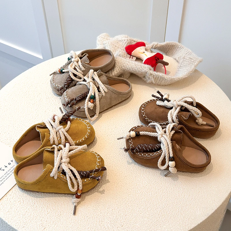 

Kids Casual Shoes for Girls 2025 New Autumn Toddler Outdoor Slipper Soft Sole Non-slip Comfort Retro Kids Walking Flats 4-6years