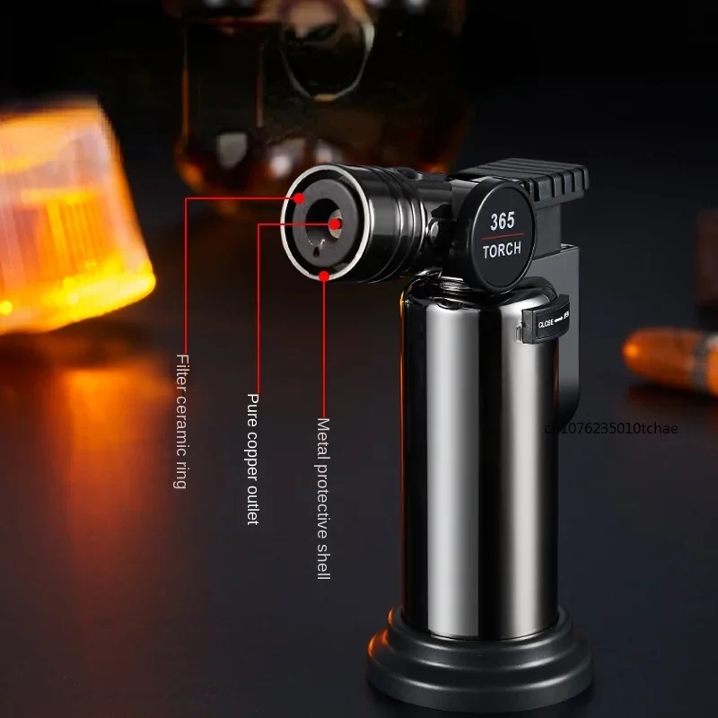 New Inflatable Powerful Welding Gun Windproof Open Flame Direct Injection Butane Lighter Kitchen Cooking Igniter