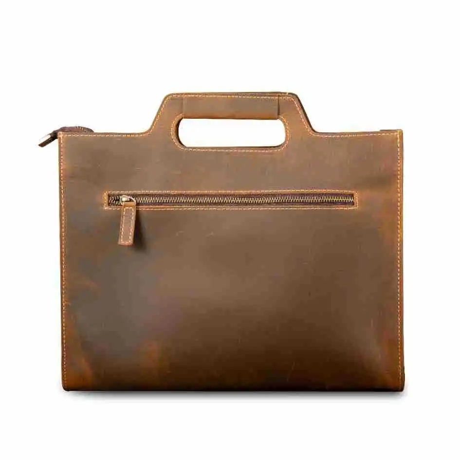YL-18G-501 Men's Genuine Leather Top Layer Cowhide Handbag, Crazy Horse Retro Minimalist Crossbody Briefcase