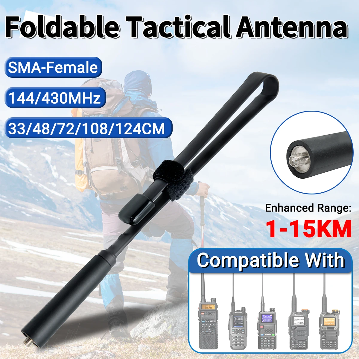 Walkie Talkie CS Antenna tattica SMA-femmina Dual Band ad alto guadagno pieghevole per Baofeng UV-K6 UV-5R BF-888S UV-5RH Quansheng UV-K5