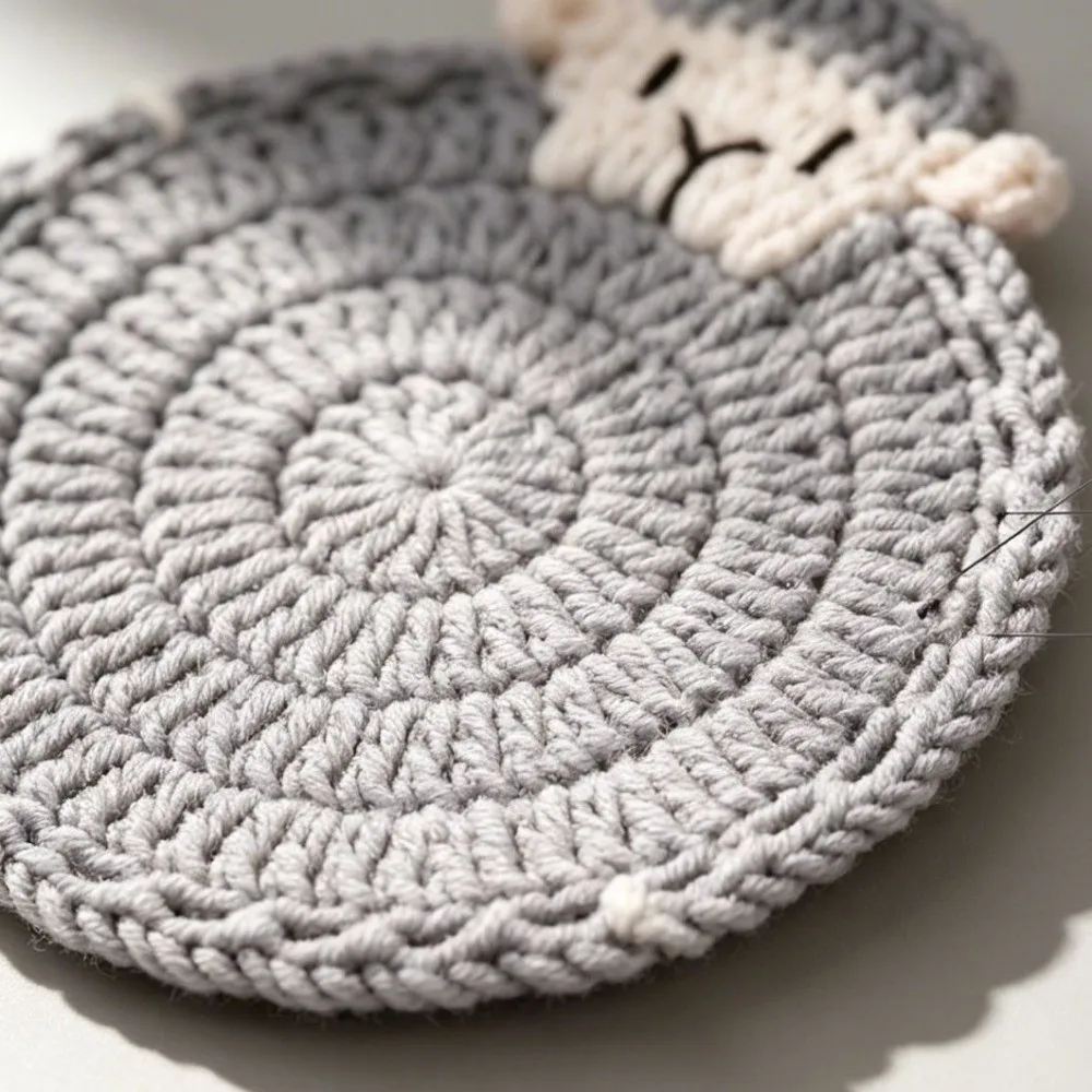 Cute Crochet Lamb Coasters Handmade Cartoon Knitted Animal Coaster Table Protection Animal Placemats Heat Insulator Pad