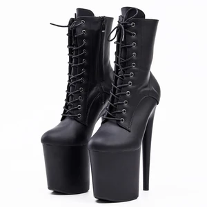 Stripper ankle high boots for pole dance, lace up platform, in stock, fast transport, 8 12 Main Sales Laço Jump - №4