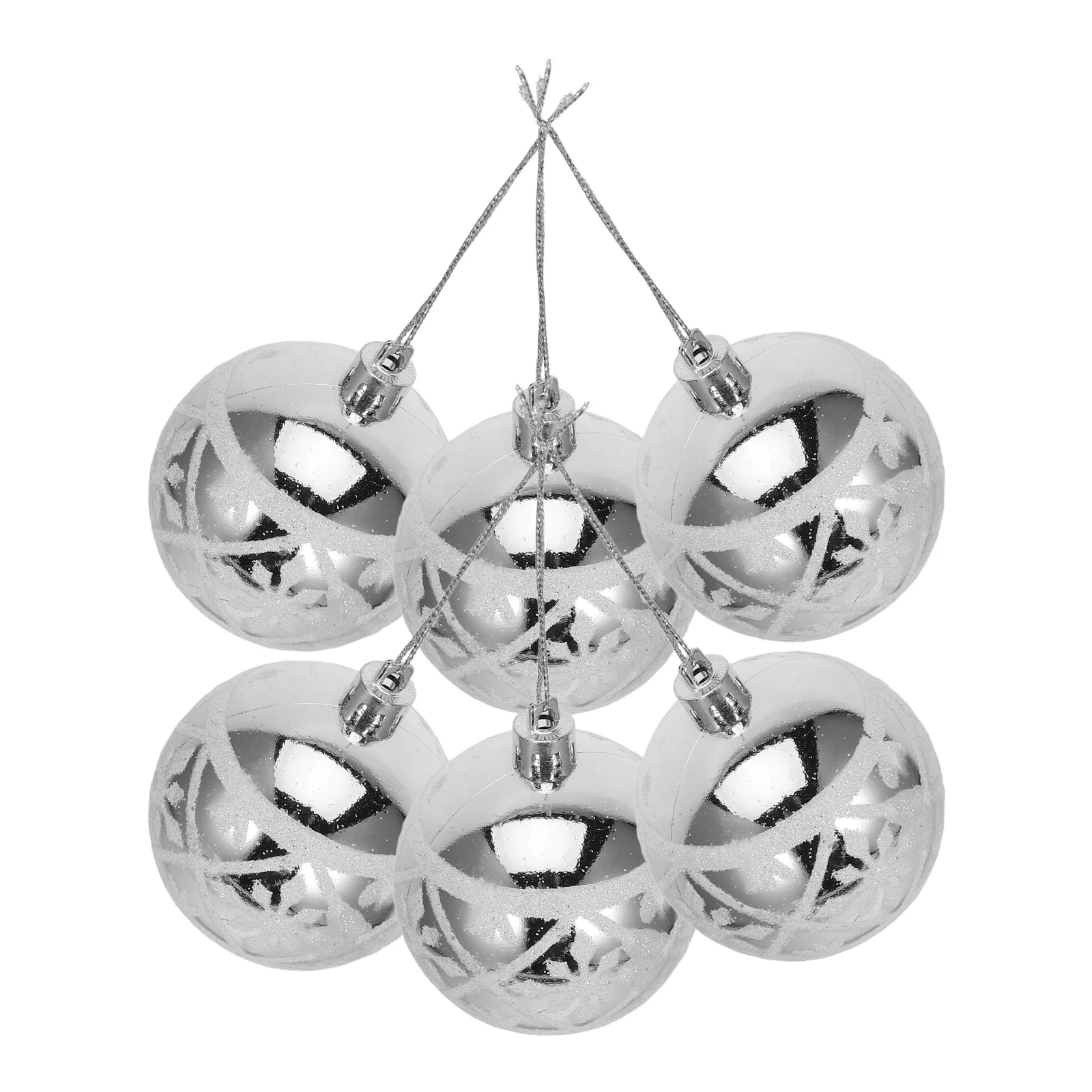 

6pcs Christmas Tree Hanging Decorations Snowflake Pattern Xmas Ball Ornaments For Holiday Party Home Hotel Decoration Xmas