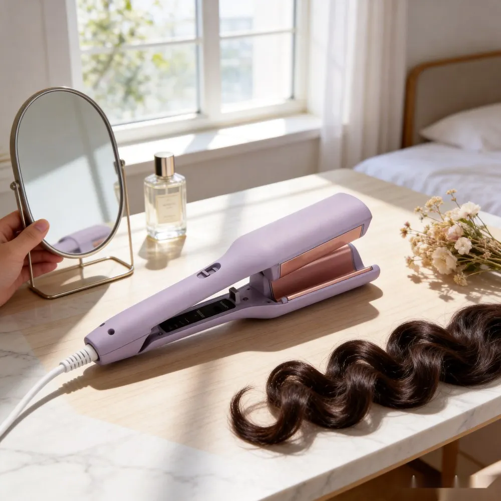 French Egg Roll Curling Iron Deep V Cat Paw Plate Large Wave Wavy Hair Styling Tool Ceramic Ionic Anti-Scald Fast Heat Up view 2