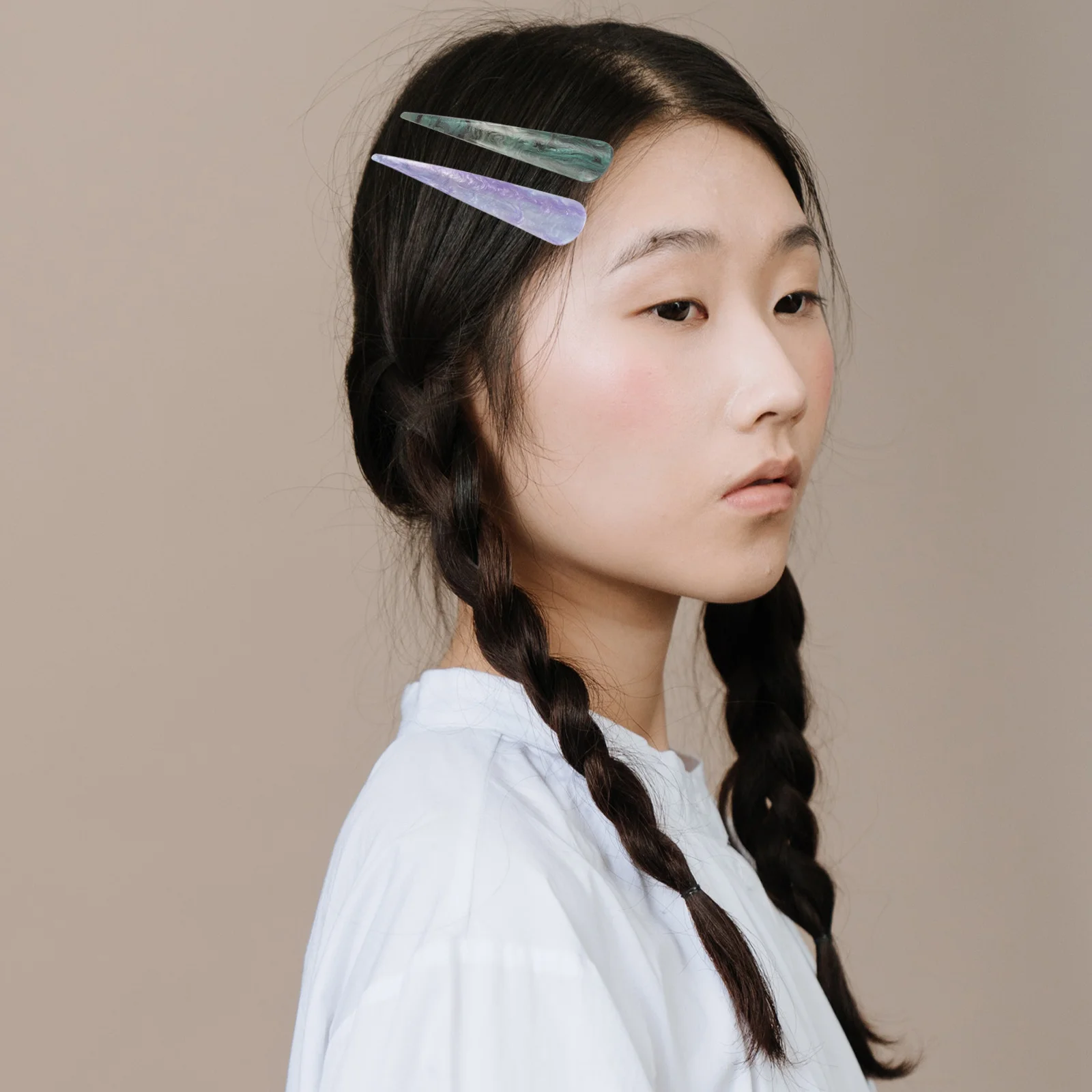 

6Pcs Stylish Ox Horn Hair Clips Durable Material Exquisite Design Ponytail Accessory for Women Mixed Color Hair Clips