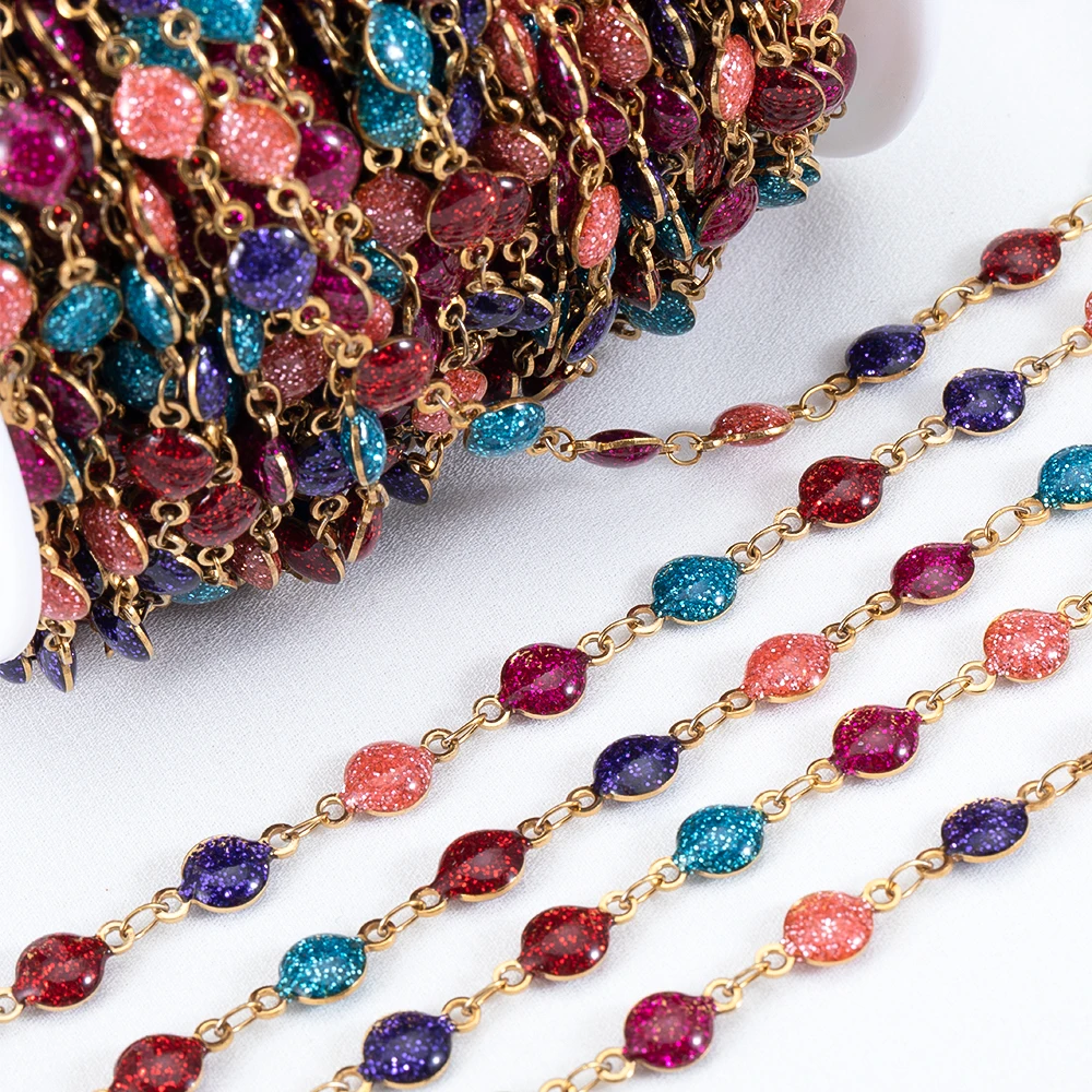 

1 Meter Stainless Steel Glitter Crystal Bead Chain for DIY Bracelet Necklace Anklet Clothing Body Decoration Chain Making