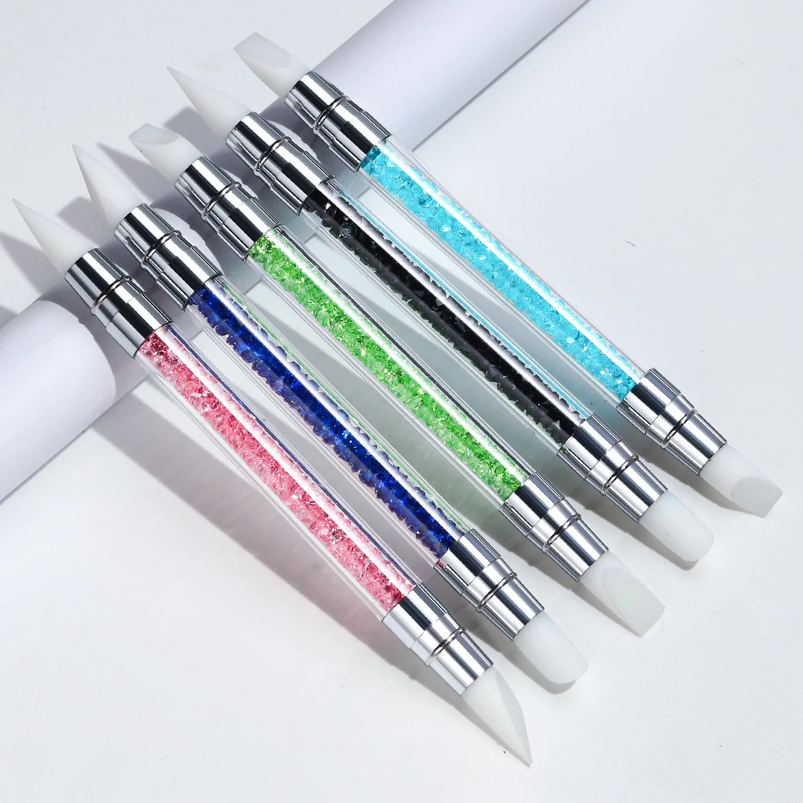 Nail Care Silicone Pen Multi-functional Embossed Rubbing Magic Mirror Powder Carved Gradient Gel Stick Pen Double-headed Pen