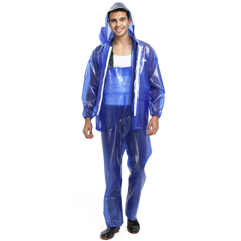 Thickened PVC Split Raincoat and Fishing Waders Set Men Impermeable Waterproof Rain-proof Jacket Pants Outdoor Gear