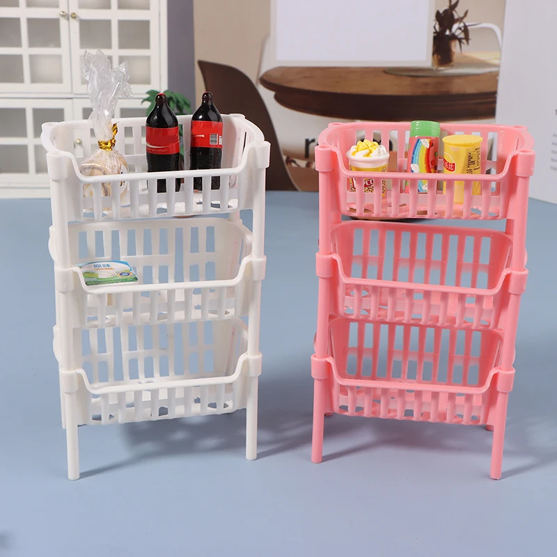 1/12 Dollhouse Mini Food Fruit Storage Baskets Dolls House Stackable Basket Dollhouse Decoration Accessories