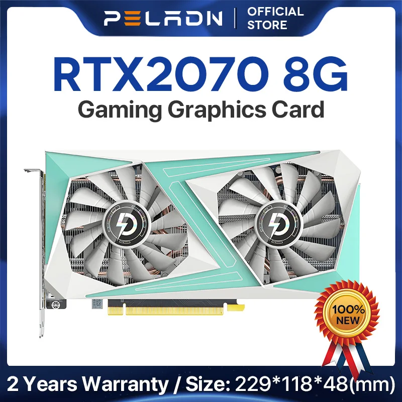 PELADN Card Đồ Họa RTX2070 8GB GDDR6 256Bit Chơi Game Thẻ Hình GeForce RTX 2070 8G 3DP + HD Khe Cắm máy Tính Để Bàn PC GPU