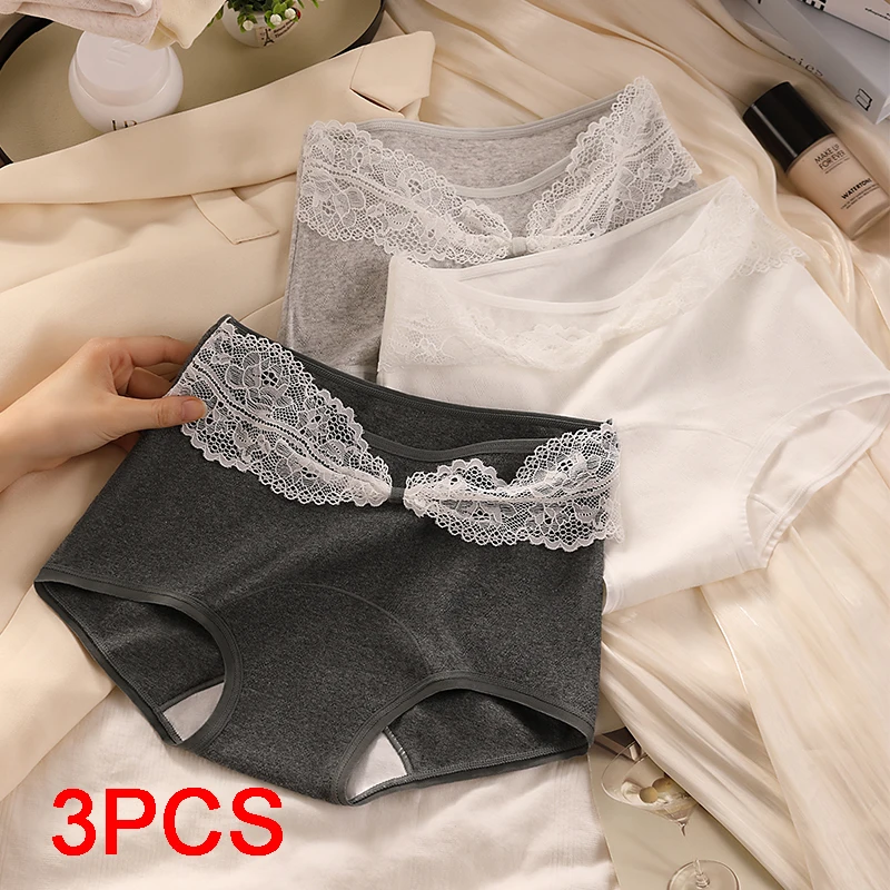 3Pcs Women Underwear Fashion Triangular Panties Set Women's Briefs Lingerie Sexy Micro Cotton Lady Lace Underpants Seamless