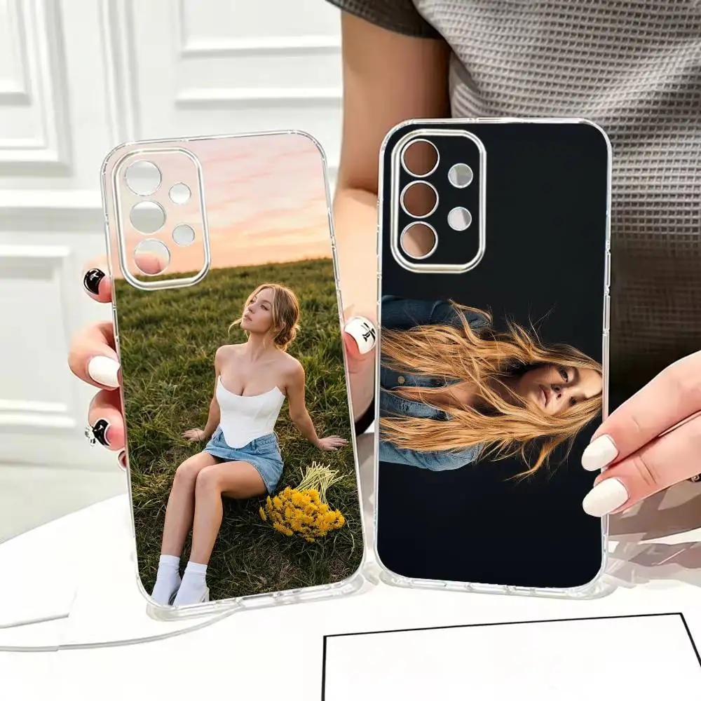 Golden-Haired Youth Actress Sydney Sweeney  Transparent Stand Phone Case For Samsung S22,23,24,25,21,10,9,Ultra,Plus,Lite