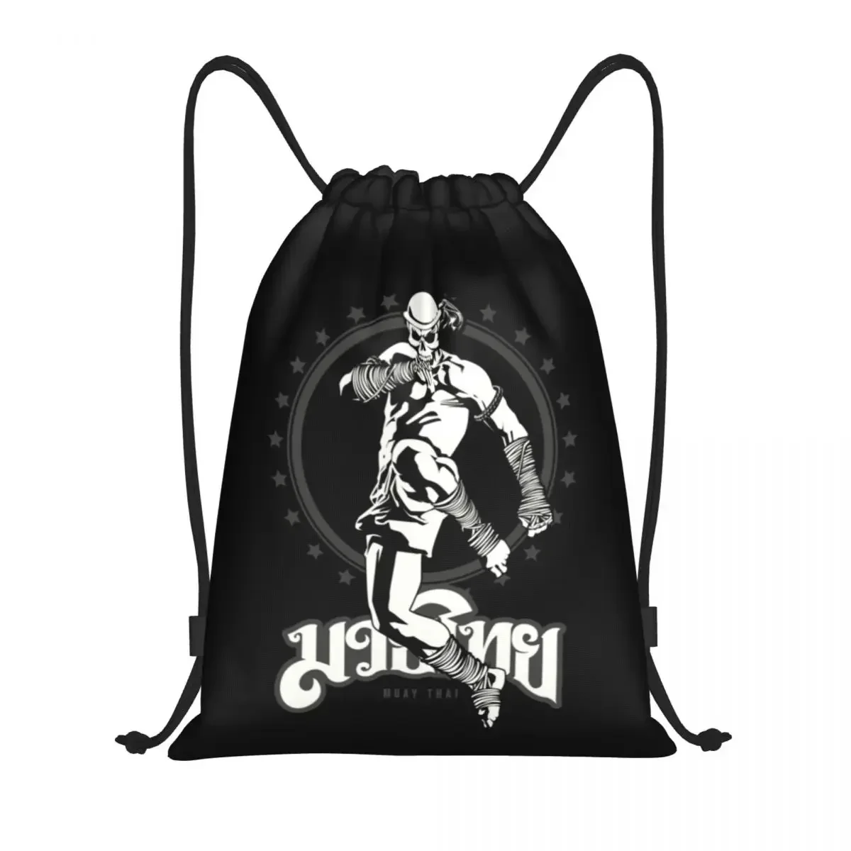 

Custom Muay Thai Skull Drawstring Bag Women Men Lightweight Thailand Martial Art Sport Power Kick Sports Gym Storage Backpack