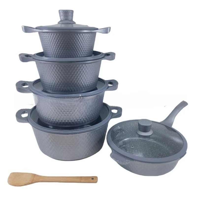 

10 Piece Cooking Set Non-Stick Coating Cookware Sets Induction Compatible with Frying Pan Saucepan Pan Grill Pan Cooking Pots