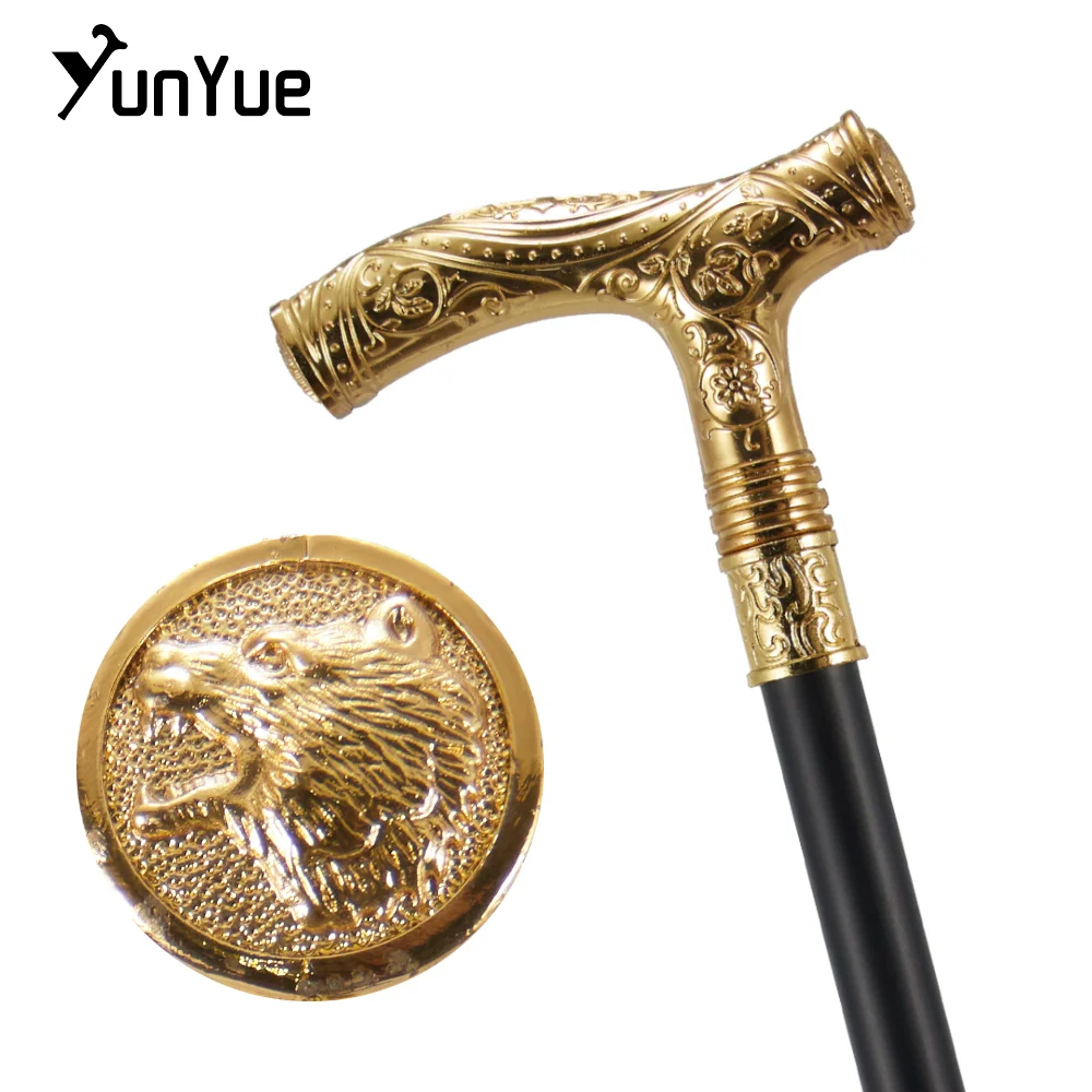 

Gold Bears Metals Carving Walking Cane Gentleman Art Decorative Fashion Elegant Walking Stick Lady Cosplay Film Props Party Cane
