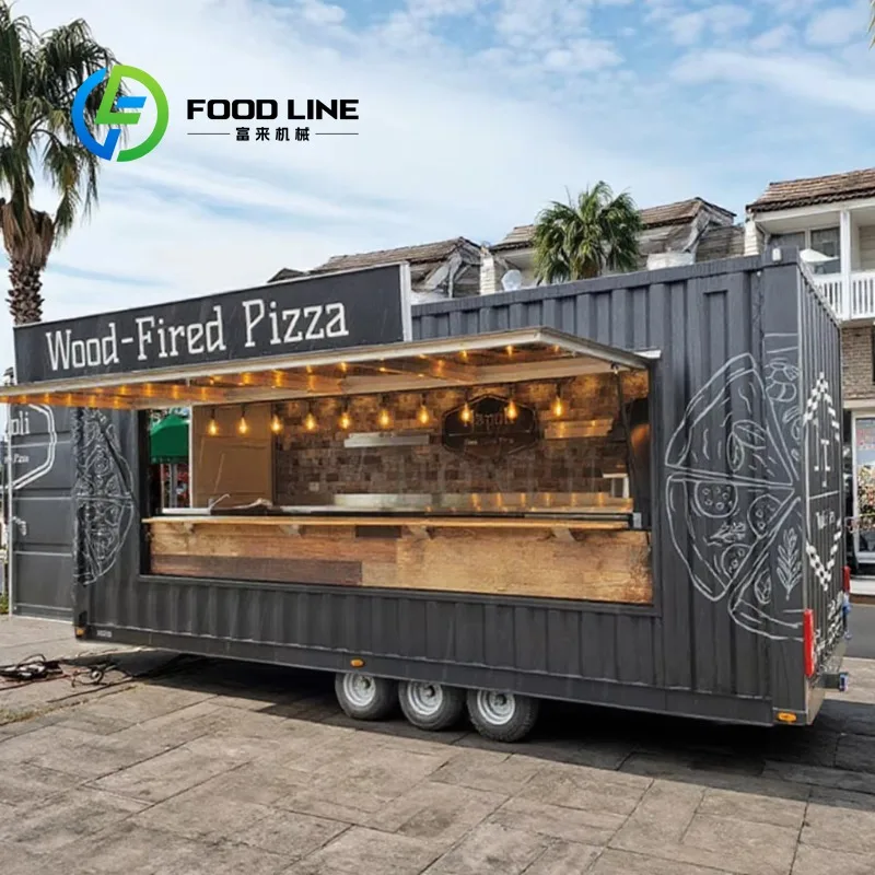 

Customized 20ft 40ft Commercial Container Kitchen, Mobile Bbq Restaurant Bar Fast Food Pizza Trailer for Catering Business Sale