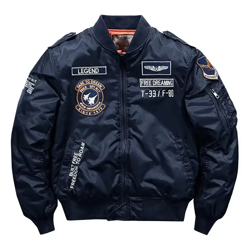 New Winter Men's Thicken Warm Flight Jackets Air Force Add Cotton Embroidery Parkas Coat Casual Bomber Outwear Male