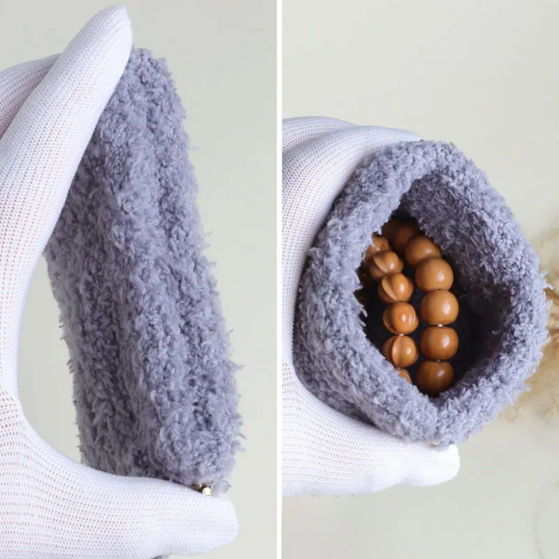 Luxury Jade Jewelry Storage Bag Walnut Seedling Bag Double Layer Pocket Style Square Shape Non-Waterproof Daily Use Bag